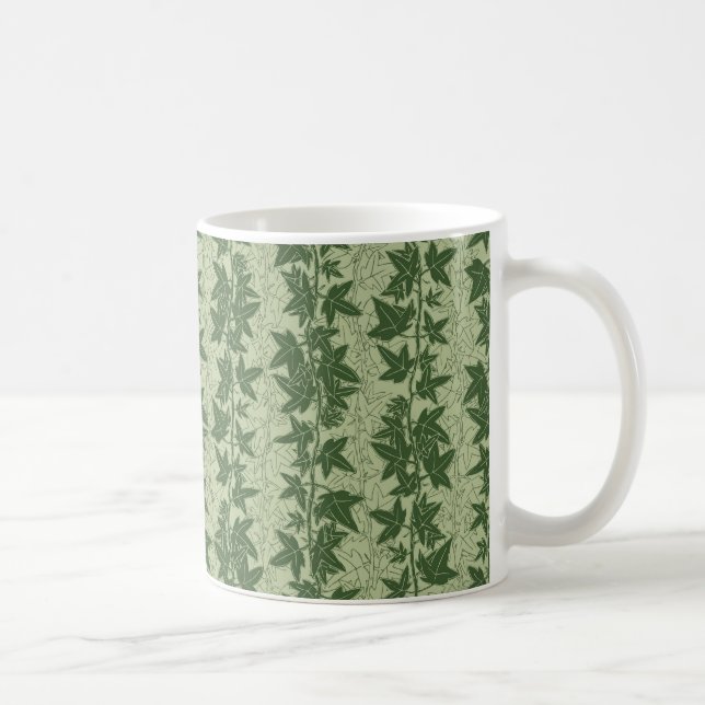 Caneca De Café Hedera Ivy Vines - padrão D_L verde botânico. (Direita)
