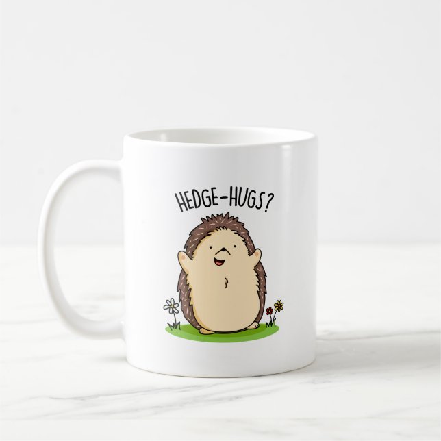 Caneca De Café Hedge Hugs Funny Hedgehog Pun (Esquerda)