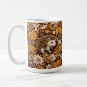 Caneca De Café Hedgehog Brown Floral William Morris Inspirou