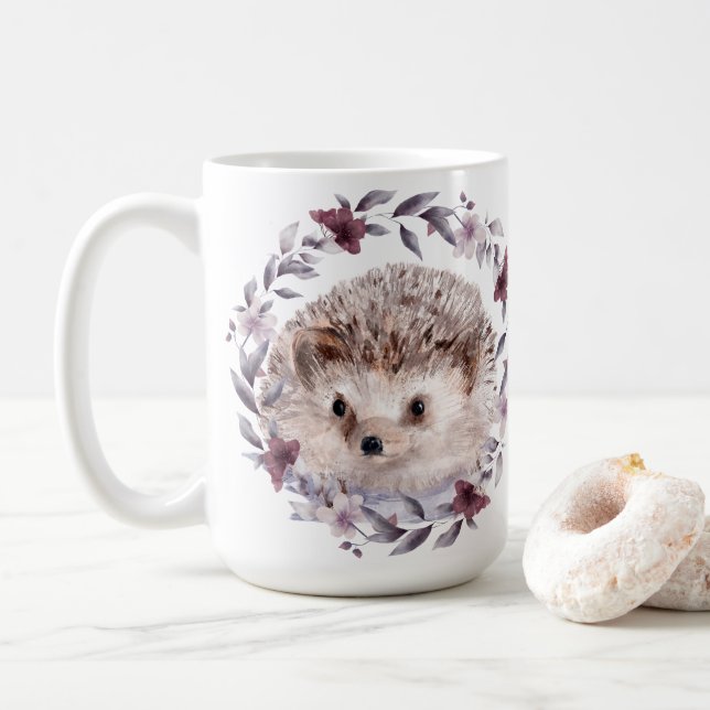 Caneca De Café Hedgehog Cute Wildlife Ilustration Art (Com Donut)
