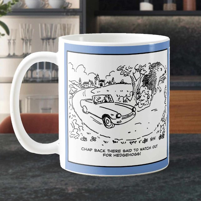 Caneca De Café Hedgehog gigante está esperando por um carro de pa (Criador carregado)