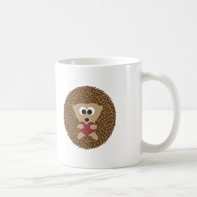Caneca De Café Hedgehog Hugging Heart (Direita)