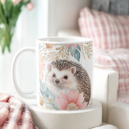 Caneca De Café Hedgehog Personalizado e Quadro Floral