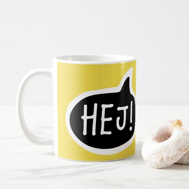 Caneca De Café HEJ! Dinamarquês Saudação, Olá, Bolha de Discurso (Com Donut)