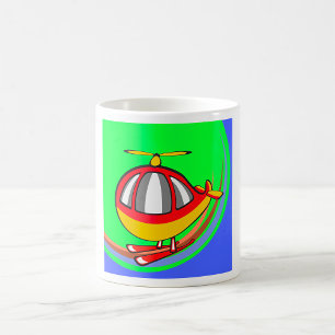 Caneca De Café Helicóptero Amarelo E Vermelho