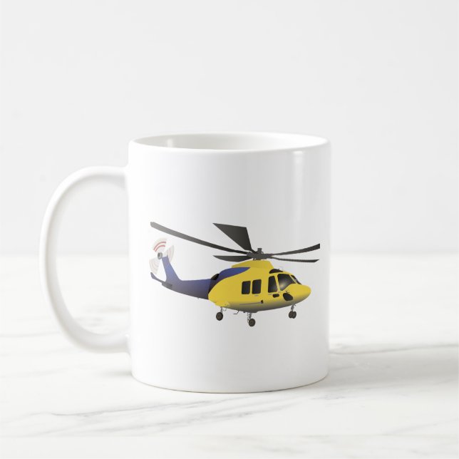 Caneca De Café Helicóptero Moderno Amarelo e Azul (Esquerda)