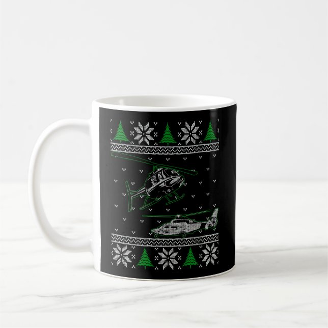 Caneca De Café Helicóptero Piloto Ugly Christmas Sweper Av (Esquerda)