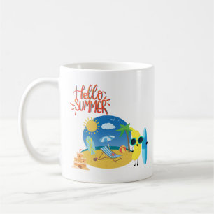 Caneca De Café Hello Summer Beach Sand Castle