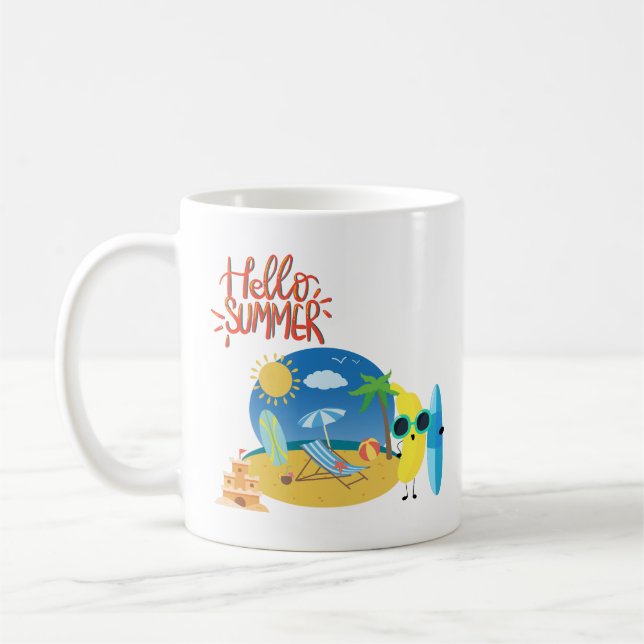 Caneca De Café Hello Summer Beach Sand Castle (Esquerda)