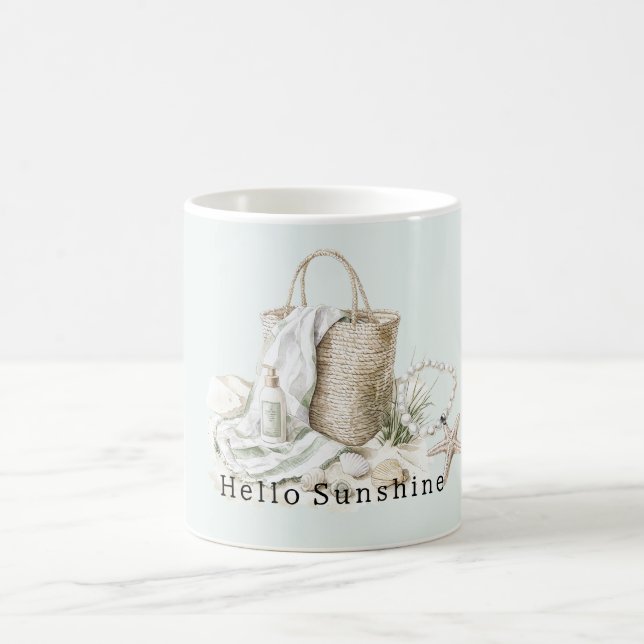 Caneca De Café Hello Sunshine Mint Beach Shells Starfish Bag (Centro)