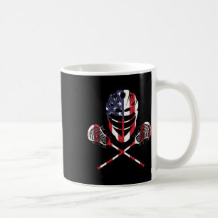 Caneca De Café Helmet Lacrosse American Flag Lax Stick 4th Of Ju