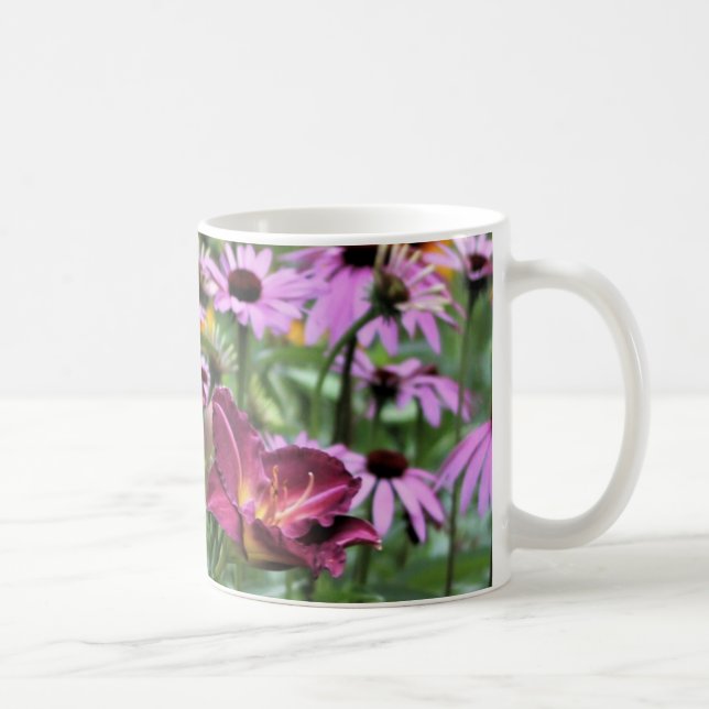 Caneca De Café Hemerocallis & Echinacea da ameixa (Direita)