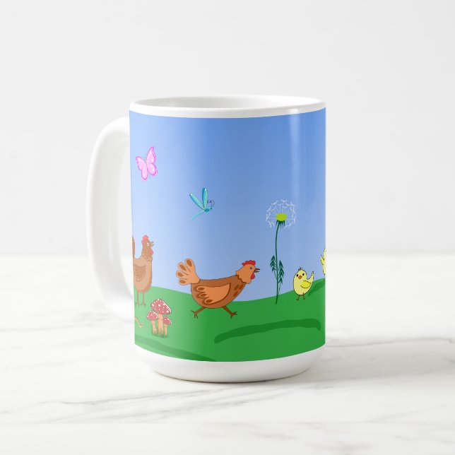 Caneca De Café Hen and chicks Mug (Frente Esquerda)