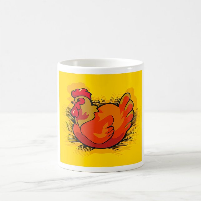 Caneca De Café Hen on Nest Bright Farmyard Chicken (Criador carregado)