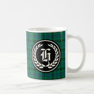 Caneca De Café Henderson Clan Green e Blue Tartan Monograma