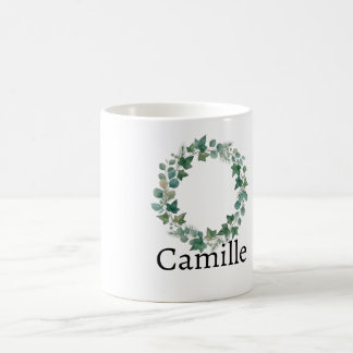 Caneca De Café Hera Verde Elegante Nome Personalizado Botânico Co