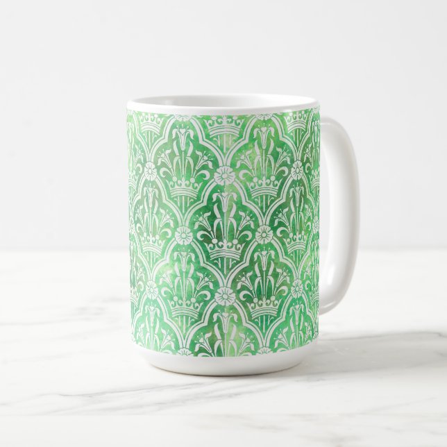 Caneca De Café Herádica Com Coroa E Flores (Frente Esquerda)