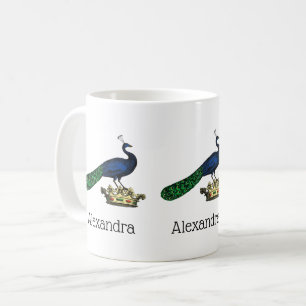Caneca De Café Heraldic Vintage Estrilizou Peacock na Coroa C
