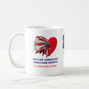 Caneca De Café Herança Nativa Americana Mês Headdress Veteran