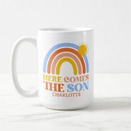 Caneca De Café Here Comes The Son Rainbow Boy Baby Shower