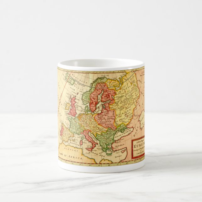 Caneca De Café Herman Moll Map da Europa do século XVII (Centro)