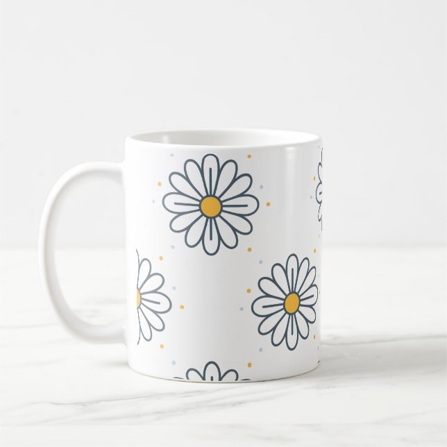 Caneca De Café Hermosas margaritas minimalistas  (Esquerda)