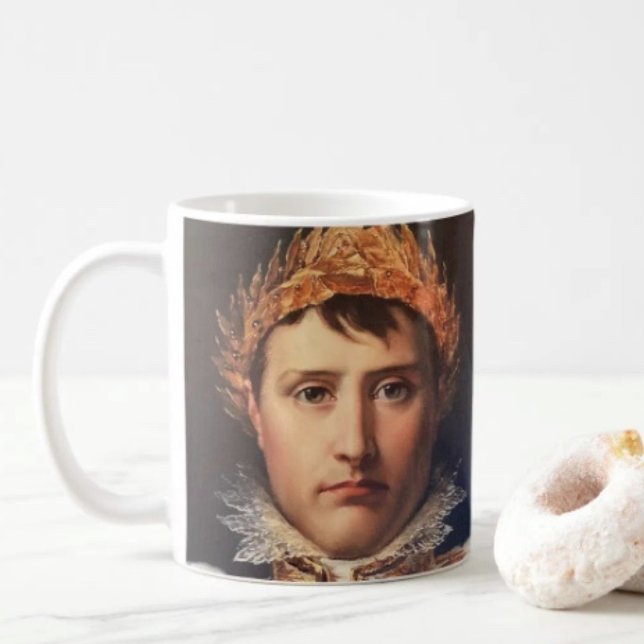 Caneca De Café Herói Coroado com Coroa de Louros de Napoleão (Napoleon’s Portrait  Design mug available in 11 oz & 15 oz. Microwave and dishwasher safe. )