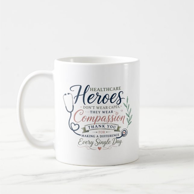 Caneca De Café Heróis da Saúde Vestem Compaixão (Esquerda)