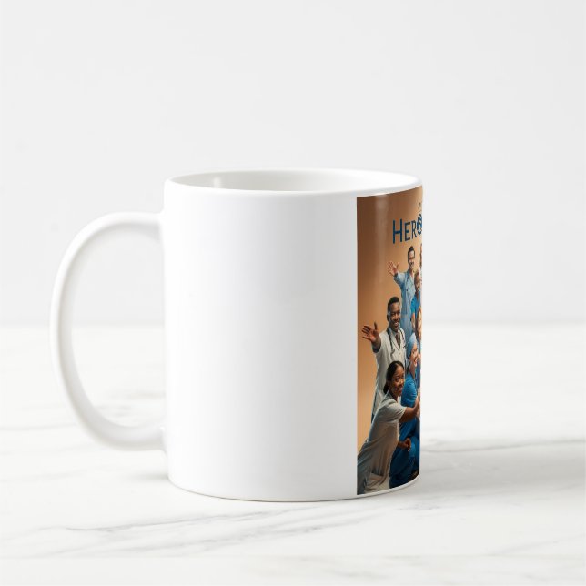 Caneca De Café Heróis do Cuidado: Celebrem os Heróis Unidos (Esquerda)