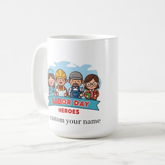 Caneca De Café Heróis do Dia do Trabalho (Frente Esquerda)