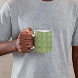 Caneca De Café Herringbone Chevron - Floresta Verde