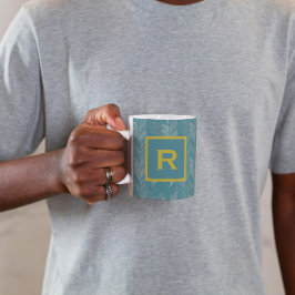 Caneca De Café Herringbone Chevron Patteron Turquoise Personal