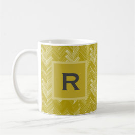Caneca De Café Herringbone Chevron Patteron Vintage Dourado Pesso