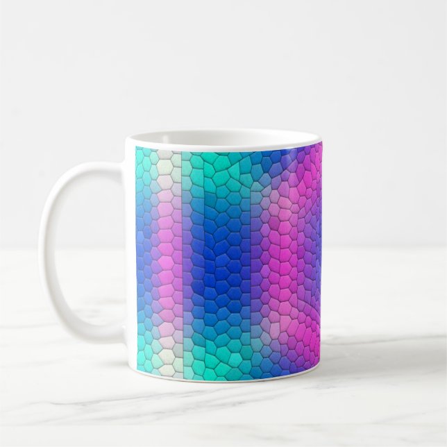 Caneca De Café Hexágonos Holográficos de Escala de Sereia Rosa a  (Esquerda)