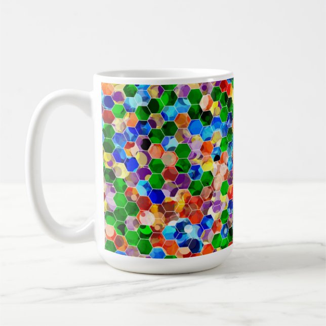 Caneca De Café Hexágonos Horizontais Dot 15oz Mug (Esquerda)