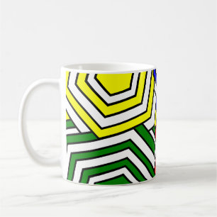 Caneca De Café Hexágonos Sobrepostos