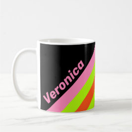 Caneca De Café HI-VIS and Pink Stripes with Name
