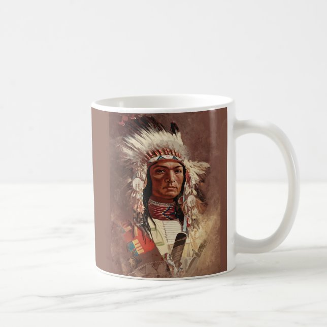 Caneca De Café Hiawatha - Retrato Chefe Indiano Nativo Americano (Direita)