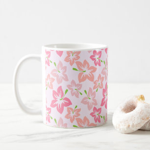 Caneca De Café Hibisco Rosa, Flores Rosa, Padrão De Flores