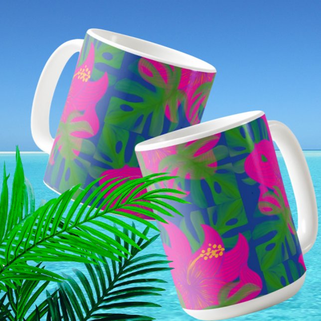 Caneca De Café Hibisco Tropical Philodendron Tropical  (Some Kona coffee maybe?)
