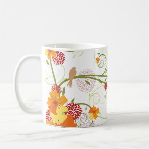 Caneca De Café Hibiscus Amarelo e Jardim Floral Elegante Engorda