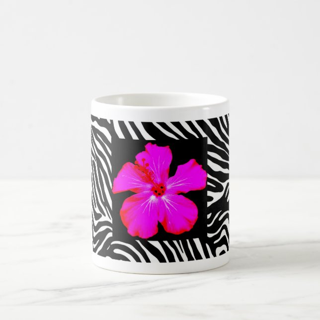 Caneca De Café Hibiscus em Zebra Print Mug (Centro)