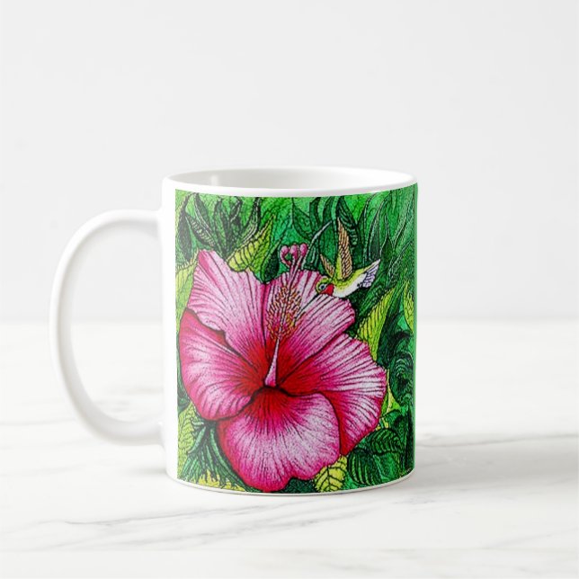 Caneca De Café Hibiscus Hummingbird Mug (Esquerda)