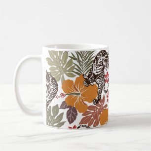 Caneca De Café Hibiscus Tiger, Padrão Exótico.