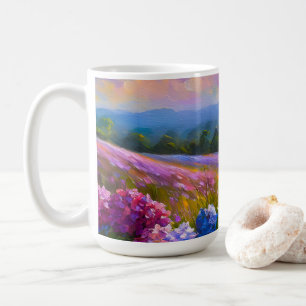 Caneca De Café Hídrangas em Pintura de Campo Flor