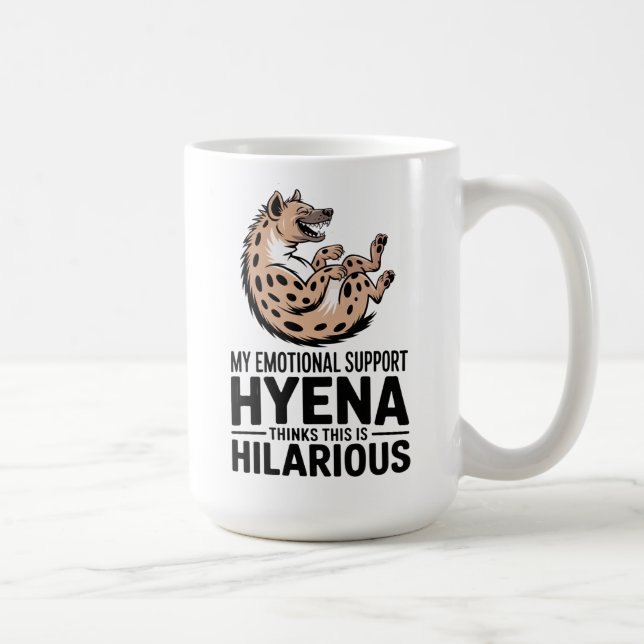 Caneca De Café Hiena de Apoio Emocional Engraçado Meme de Saúde M (Direita)