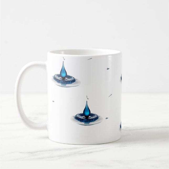 Caneca De Café High-Impact Abstract Blue Water Drop Classic Mug (Esquerda)