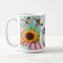 Caneca De Café Highland Calf Amidst Autumn Pumpkins e Sunflower