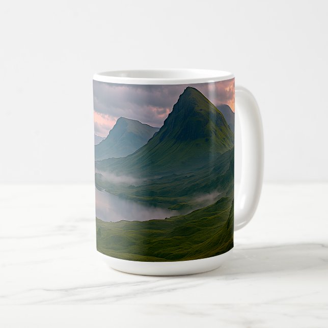 Caneca De Café Highlands Mist & Lochs (Frente Esquerda)