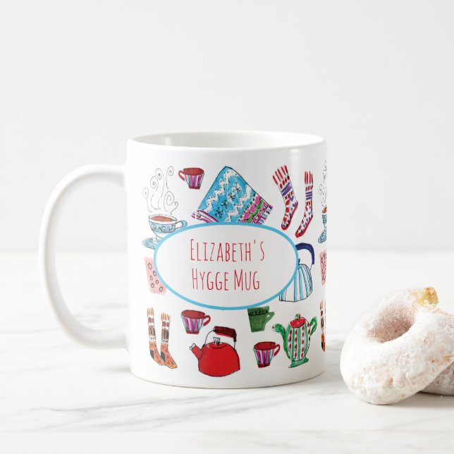 Caneca De Café Higiene Personalizado Desenho Retro Cozy Inverno (Com Donut)